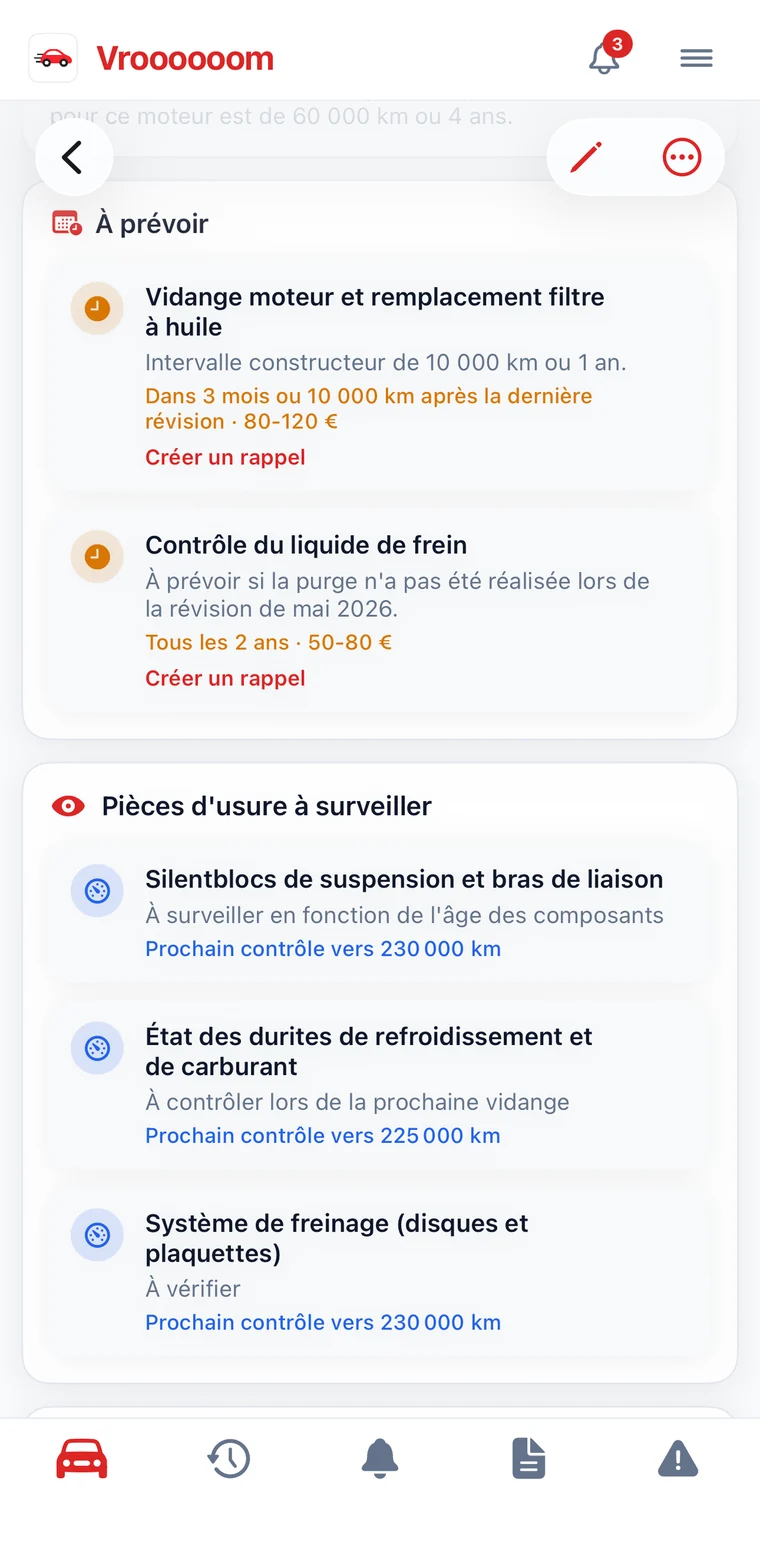 Analyse d'entretien : interventions à prévoir